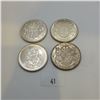 Image 1 : 4 50 Cent Pieces 80% Silver