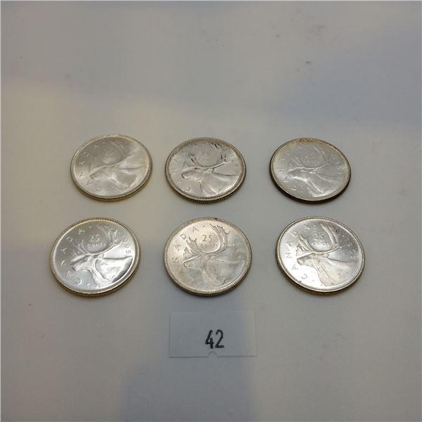 6 80% Silver Quarters