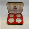 Image 1 : 1976 Montreal Olympic Proof Coin Set 4 Coins .925 Silver 4.32 Troy Ounces