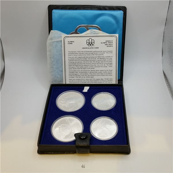 1976 Montreal Olympic Proof Coin Set 4 Coins .925 Silver 4.32 Troy Ounces