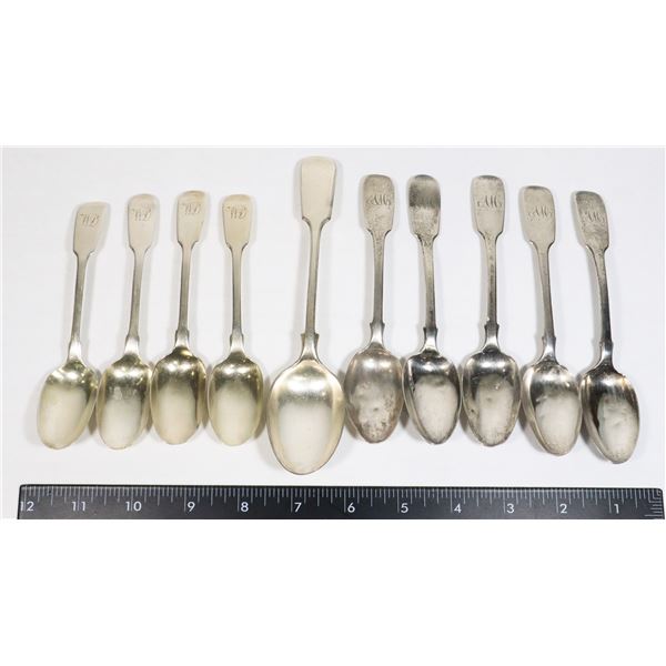 BUNDLE OF FIDDLE PATTERN SILVER SPOONS