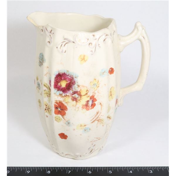 APPROX 1890S FLORAL WATER PITCHER