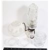 Image 1 : VINTAGE 1940 GLASS NIGHT TABLE LAMP, 2 GLASS DISHES