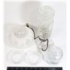 Image 2 : VINTAGE 1940 GLASS NIGHT TABLE LAMP, 2 GLASS DISHES