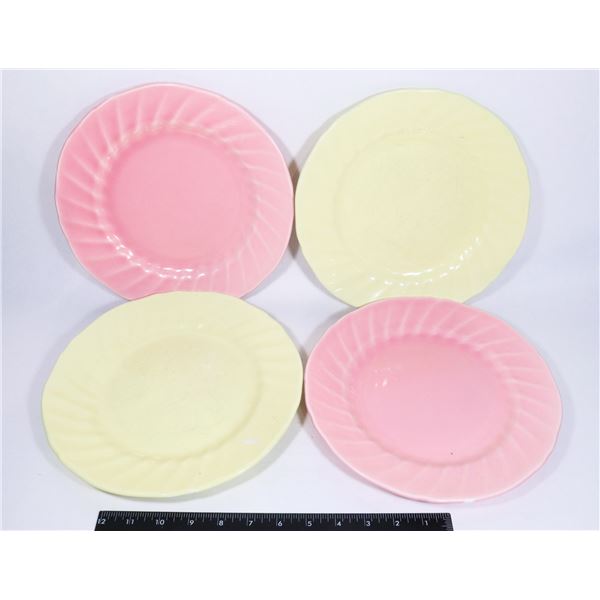 VINTAGE MEDALTA POTTERIES PLATES SWIRL. 2 PINK, 2