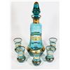 Image 2 : SHERRY WINE CARAFE AND SIPPING GLASSES, TEAL AND