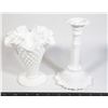 Image 2 : VINTAGE FENTON MILK GLASS HOBNOB RUFFLE 6" VASE,