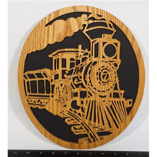 WOODEN STEAM TRAIN WALL HANGING