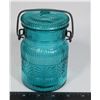 Image 2 : AVON VINTAGE TEAL GLASS CANISTER 5"