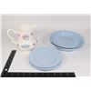 Image 1 : BLUE LUPIN CHINA 2 LUNCH BOWLS, 3 BREAD AND BUTTER