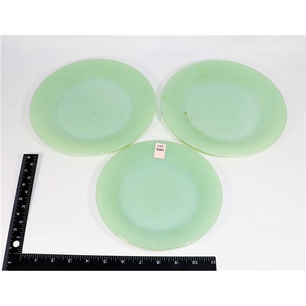 JADITE VINTAGE CHINA PLATES, 2 DINNER PLATES, 1