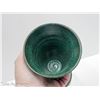 Image 3 : GLAZED TURQUIOSE GREEN SPECKLED POTTERY GOBLET