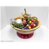 Image 2 : LARGE PEDESTAL BOWL WITH FABULOUS FAUX FRUIT