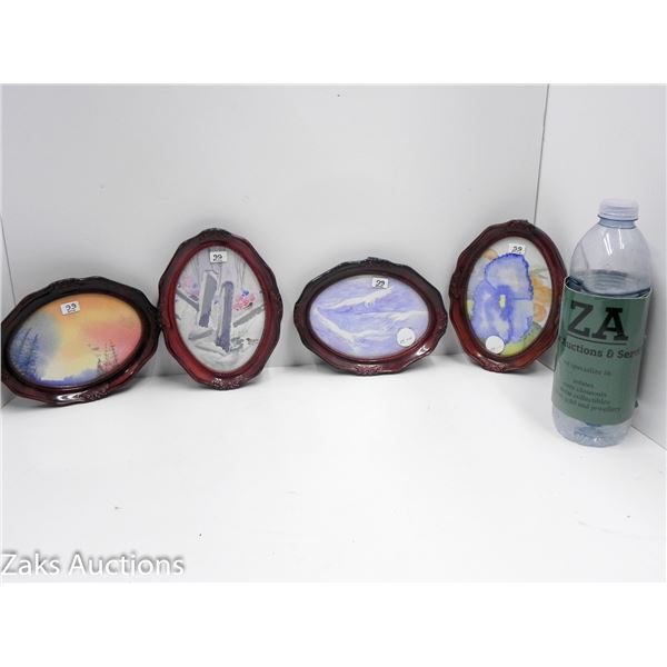 LOT OF 4 MINIATURE WATER COLOUR PAINTINGS BY ODESSA JANOT