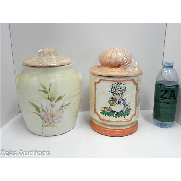 2 LARGE CERAMIC COOKIE JARS VINTAGE