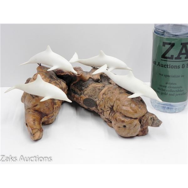 4 DOLPHINS ON BURLWOOD STATUE