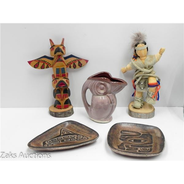 WEST COAST HAIDA DECOR + NATIVE AMERICAN CORN HUSK DOLL