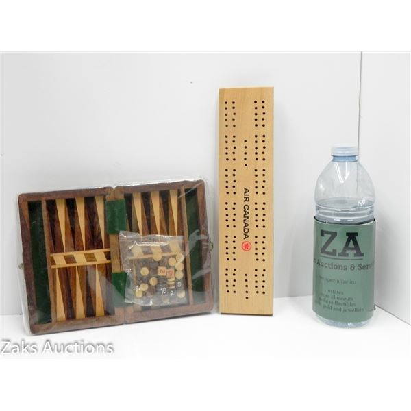 TRAVEL NEW BACKGAMON GAME AND AIR CANADA CRIB BOARD