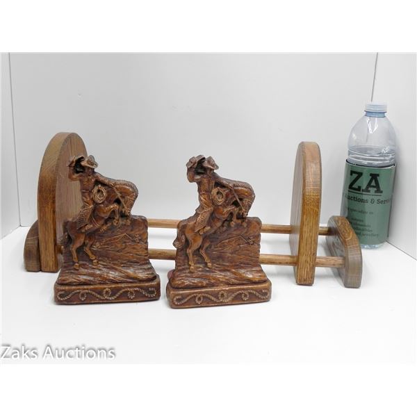 COWBOY AMY CRAFT LIKE BOOK ENDS WITH ADJUSTABLE WOODEN BOOK ENDS