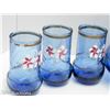 Image 2 : GORGEOUS HANDPAINTED BLUE GLASS MEXICAN WINE DECANTER WITH 6 MATCHING GLASSES
