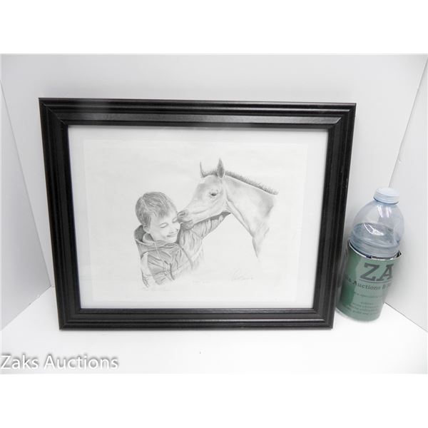 VINTAGE FRAMED 1998 ORIGINAL PENCIL SKETCH ARTIST PAT MACINNIES