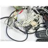 Image 4 : BOX WITH RANDOM REMOTES, CORDS, CORDLESS PHONE & MORE