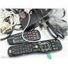Image 5 : BOX WITH RANDOM REMOTES, CORDS, CORDLESS PHONE & MORE