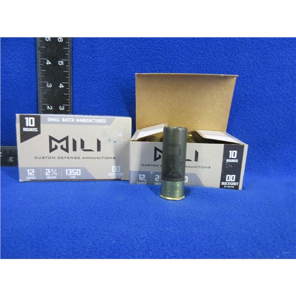 12 Ga 2 3/4" 00Buck Mili Shotshells - 2 Boxes of 10