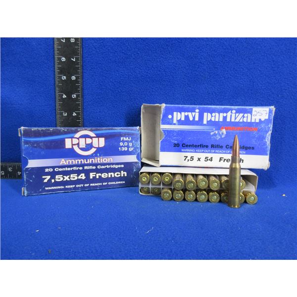 7.5X54 French 139gr FMJ PPU Cartridges