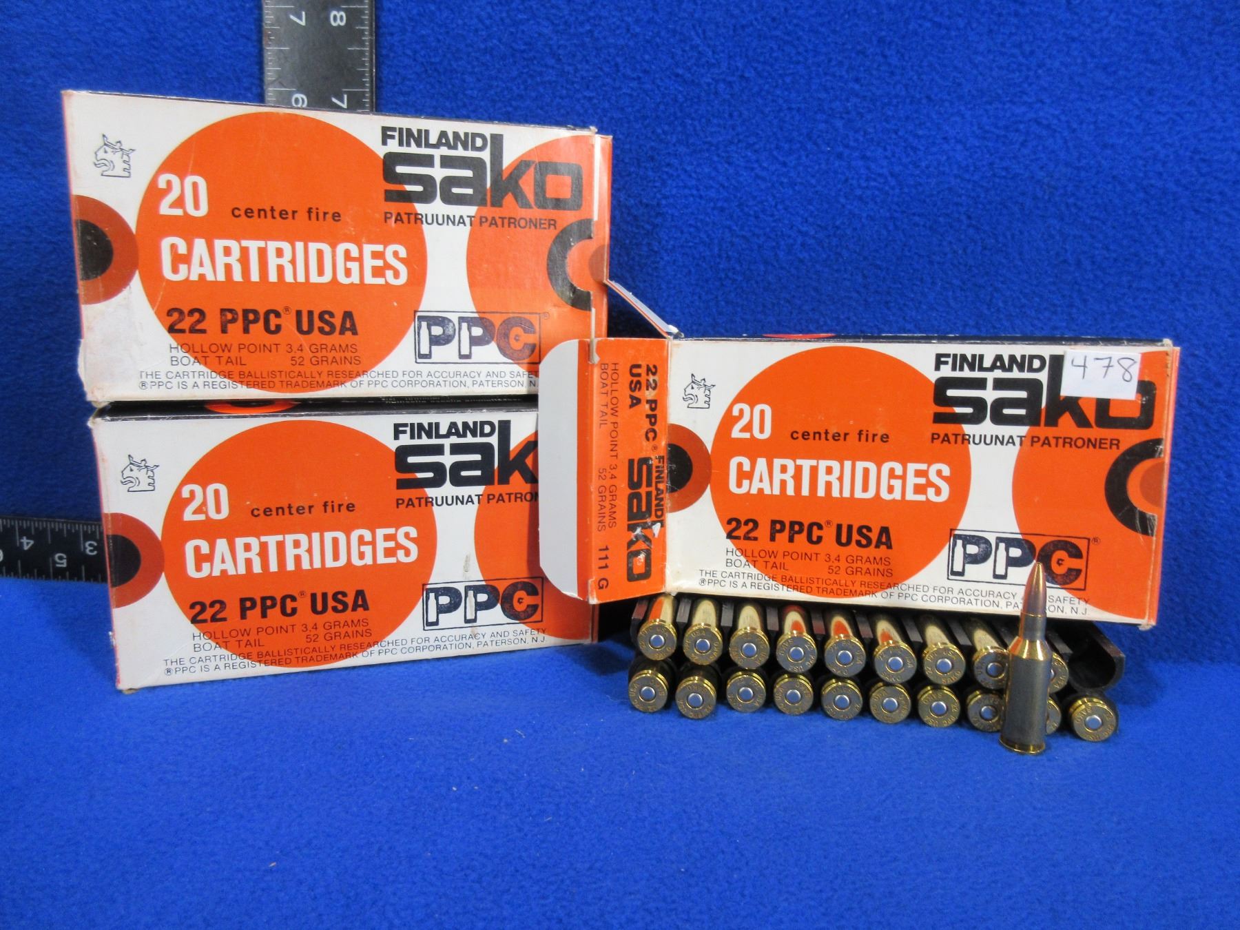 22 PPC USA 52gr HP BT Finland Sako Cartridges