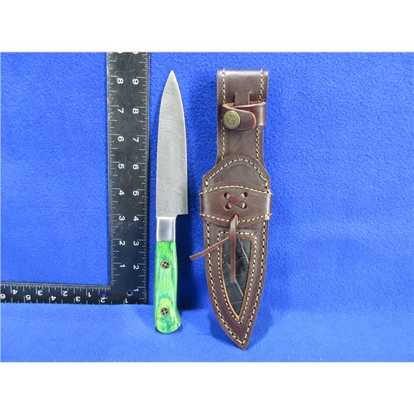 NEW - Damascus Chef Knife with Leather Sheath
