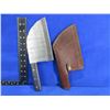 Image 2 : NEW - Damascus Cleaver Chef Knife with Leather Sheath
