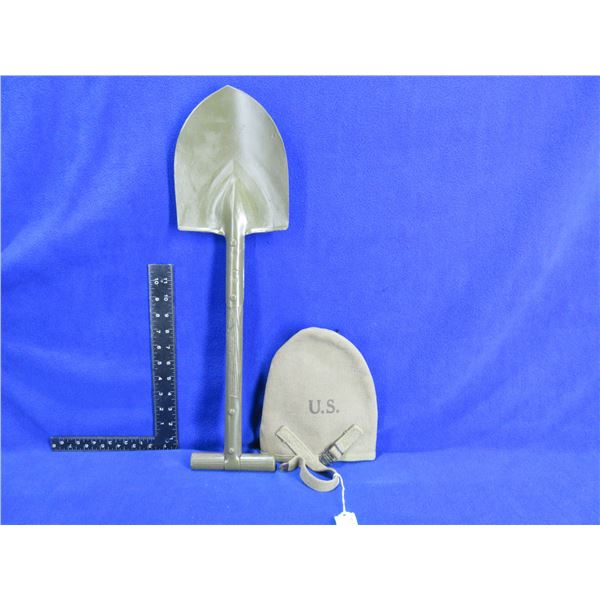 WWII US Military Trench Shovel with Canvas Cover