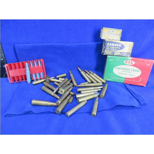 Lot of Misc. - 33 Cartridges, 3 Empty Boxes, 3 Brass