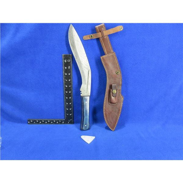 NEW - Damascus Kukri Knife with Leather Sheath