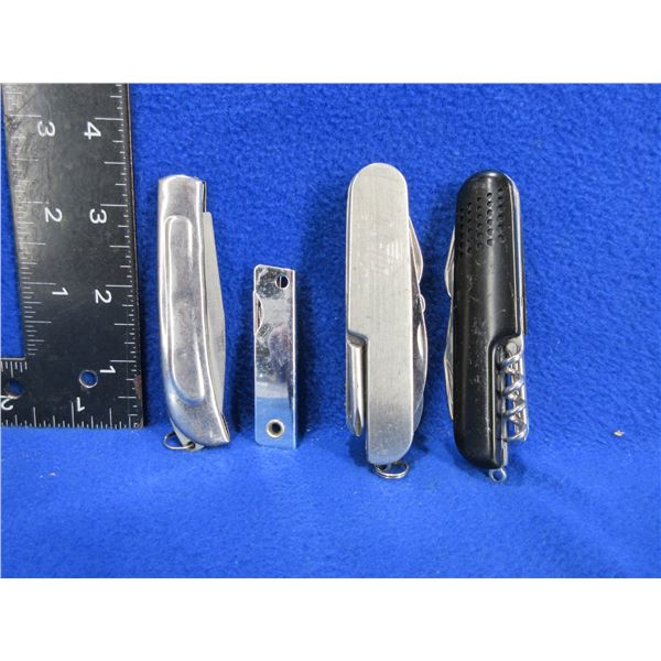 4 Folding Pocket Knives - 2 Swiss Style, 2 Key Chain
