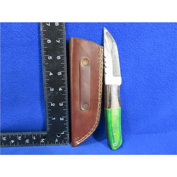 NEW - Damascus Chef/Paring Knife with Leather Sheath