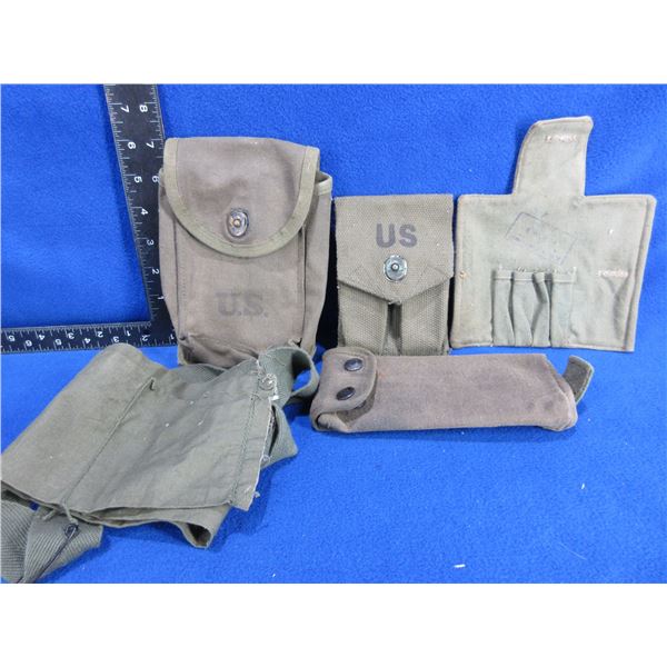 Lot of 5 Misc. Military Ammo Pouches and a Bandoleer