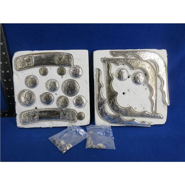 Silver Plate Trim Kit for Western Saddles - 19 Pieces