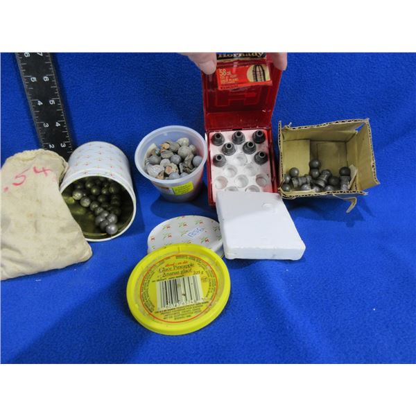 Lot of Misc. - 58 Cal. Bullets (7) and Assorted Round Balls