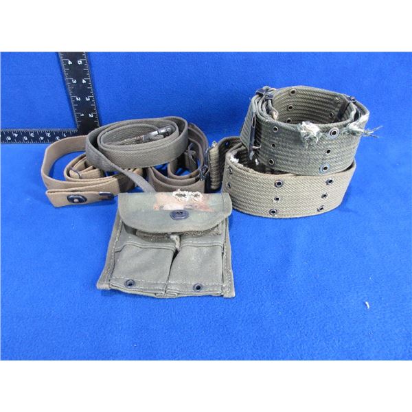 5 Military Belts and 1 Pouch -2 Belts & Pouch Have Damage