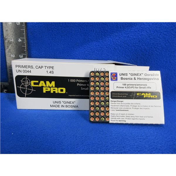 Cam Pro Small Rifle Primers Cap Type - Carton of 1000