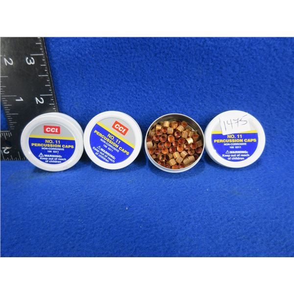CCI No. 11 Percussion Caps - 3 Tins of Approx. 100