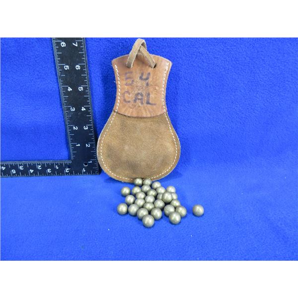 Leather Black Powder Round Ball Pouch with Round Balls