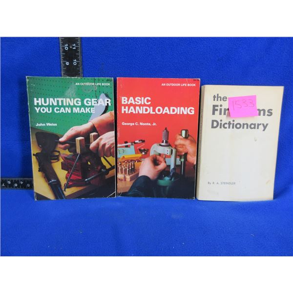 3 Books - Firearms Dictionary, Basic Handloading, Hunting