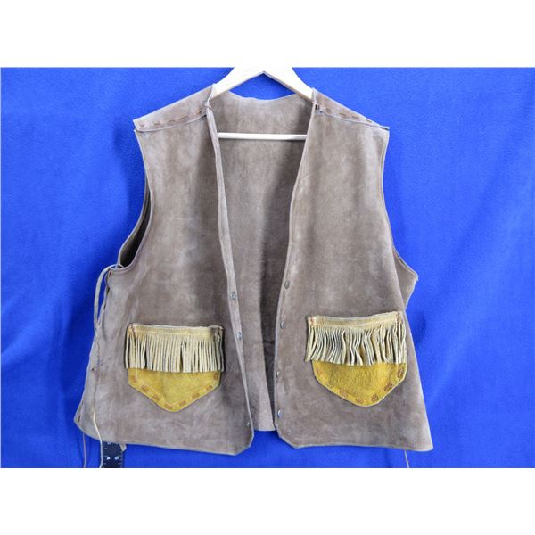 Suede Leather Vest - Homemade - Has 1 small hole in vest
