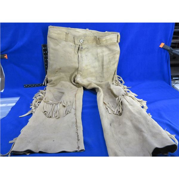 Buckskin Leather Pants with Fringes Appear Homemade
