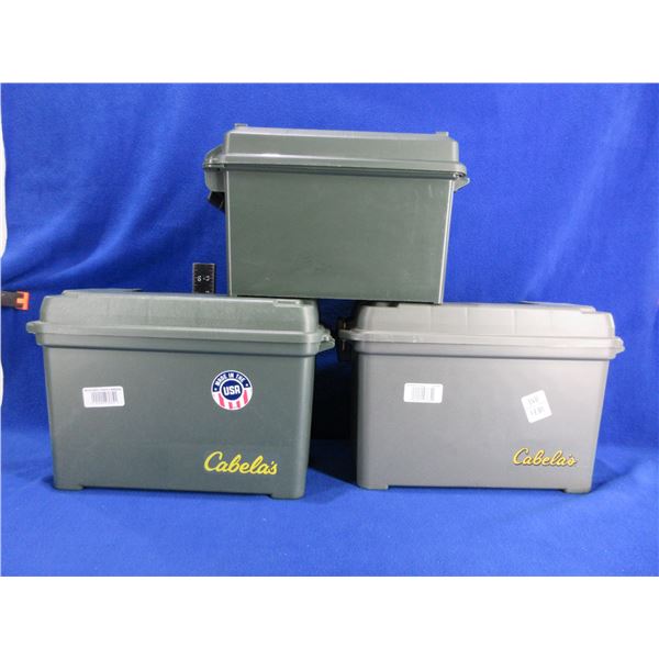 3 Plastic Ammo Boxes - 2 @ 13" x 7" x 10", 12" x 6" x 8"