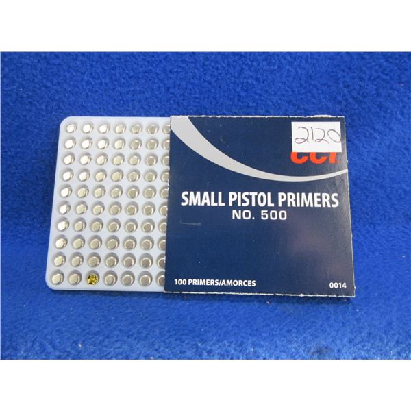 CCI No. 500 Small Pistol Primers - Box of 100