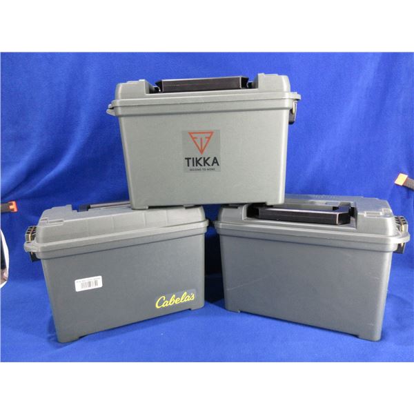 3 Cabelas Ammo Boxes - 13" x 7" x 10"